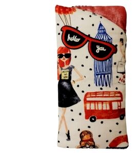 Lady fun shopping Graphic sunglasses eyeglasses fabric case punch